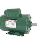 Capacitor-Start Aeration Fan Motor For Farm Duty, 3 HP 230V Single Phase, 145TZ Frame, 3,450 RPM, green exterior, side angle view