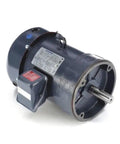 Side view of Three Phase General Purpose Motor 5 HP Workhorse With 184TC Frame TEFC Enclosed Fan Cooled 230 460V 60 Hz 3525 RPM.