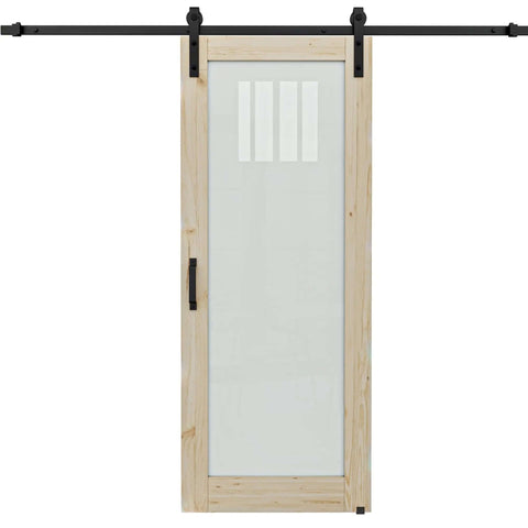36 X 80 Inch Frosted Glass Solid Pine Wood Sliding Barn Door With Installation Hardware Kit No Assembly Required For A Dope Modern Farmhouse Vibe In Any Room