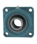 Front view of Single 50mm Heavy Set Screw 4-Bolt Flange Sealed Ball Bearing UCFU310, Cast Iron Housing, Contact Seal