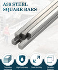 Square steel bars, 3/16 x 3/16 in, 12 in long, 6-pack, A36 steel