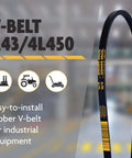 A43/4L450, A/4L, Classic Wrapped V-Belt, Rubber, 1/2" x 45" Outside Circumference, industrial equipment use