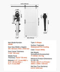 Sliding Barn Door With Hardware Kit 36 X 84 Inch White MDF Panel Door With Waterproof PVC Coating Scratch Resistant Interior Barn Door For Bathroom Kitchen Bedroom Laundry Room And Living Room - Product Dimensions and Specifications