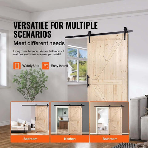 42 Inch By 84 Inch Sliding Barn Door With Hardware Kit Smooth And Quiet Operation Includes 8 In 1 Floor Guide And Handle