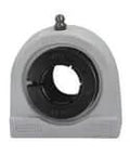 Front view of UETBL206W 30mm Accu-Loc white thermoplastic tapped-base pillow block bearing unit with sealed ball insert.