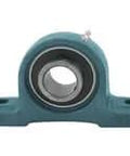 Front view of UCP312 60mm Heavy Duty Set Screw Pillow Block Bearing, Single Bearing Unit with 2-Bolt Cast Iron Housing.