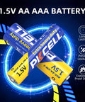 AA And AAA Battery Combo Pack, 24 AA And 24 AAA, 1.5V Carbon Zinc High Energy displayed with blue and yellow design.