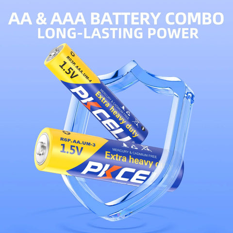 AA And AAA Battery Combo Pack 80 Count 1.5V Carbon Zinc High Energy Batteries against blue background