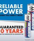 AA And AAA Battery Pack 40 Count For Home And Office 20 Each 1.5V Alkaline with 10-year shelf life guarantee shown on package.