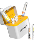 AA And AAA NiMH 2800mAh Rechargeable Batteries Bundle With 8 Slot Type C Charger, shown with AA and AAA batteries.