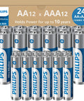 AA And AAA Ultra Alkaline Battery 24 Count Combo Pack With Reclosable Packaging - 12 AA and 12 AAA batteries with box