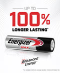 AA Alkaline Batteries 16 Pack Long Lasting MAX Performance showing battery with up to 100% longer lasting text