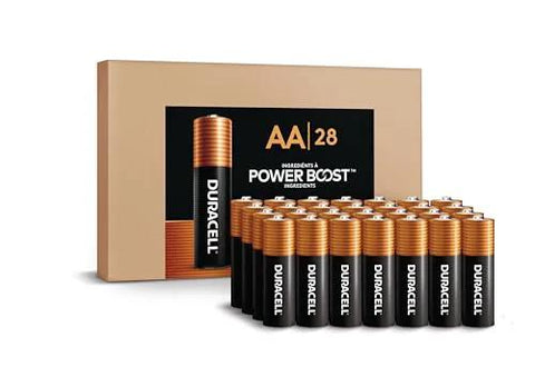 Coppertop AA Alkaline Batteries With Power Boost Long Lasting Reclosable Pack 28 showing battery pack and loose batteries
