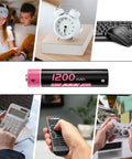 Collage showing devices powered by 8 Bay LED Battery Charger With 8 High Capacity 2800mAh AA Rechargeable Batteries