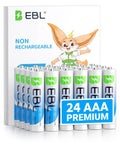 24-pack of AAA Alkaline Batteries 1.5V Long Lasting Power For Devices Non Rechargeable with cartoon mascot on packaging