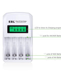 LCD charger for Eight Pack AAA Rechargeable 1100mAh NiMH Batteries with charging indicators