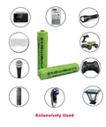 AAA NiMH 600mAh 1.2V Rechargeable Batteries For Solar Lights Garden Lamps 4 Pack, shown with various devices
