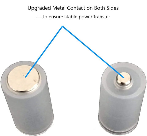 Close-up of AAA to AA Battery Adapter Case With Metal Contacts, Clear, showing upgraded metal contact points on both sides.