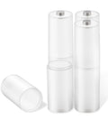 4 Pack AAA to AA Battery Adapter Case with Metal Contacts for Emergency Use, showing side view of clear cylindrical adapters