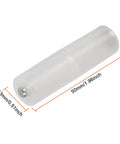 Clear AAA To AA Battery Adapter Converter Holder with Metal Contact Bottom Pack, showing dimensions and transparent construction.