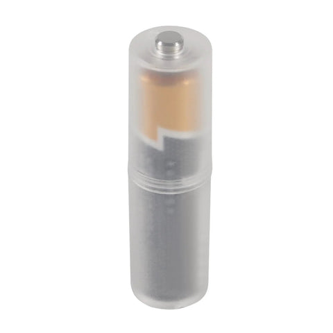 AAA To AA Battery Adapter Converter Holder Clear With Metal Contact Bottom Pack showing clear frosted shell and metal contact.