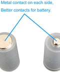 Close-up of 40 Pcs AAA to AA Battery Adapters Converting AAA to AA with Secure Metal Contact, showing metal contacts on cell ends.