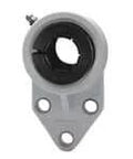 Front view of Single 1-3/8 in Accu-Loc 3-Bolt Flange Unit, White Thermoplastic Housing, Sealed Ball Bearing Insert with Concentric Locking Collar