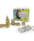 ABEC 9 High Speed 608zz inline skate bearing with spacer, chrome steel, 7 ball bearing, dual dust covers in a colorful package.
