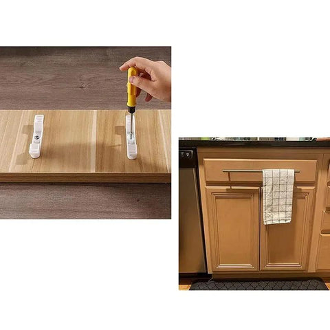 Installing set of 10 false front cabinet clips with screws for four and a half inch drawer fronts, heavy duty ABS for kitchen cabinets