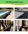 ABS fittings widely used in various home plumbing setups, showcasing 45-degree street elbow connected to drainage systems.
