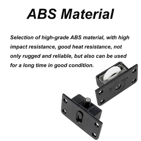 2 Pieces Black Sliding Cabinet Hardware Kit For Wardrobes And Closets Mute Door Pulley Wheels Made From ABS Material displayed