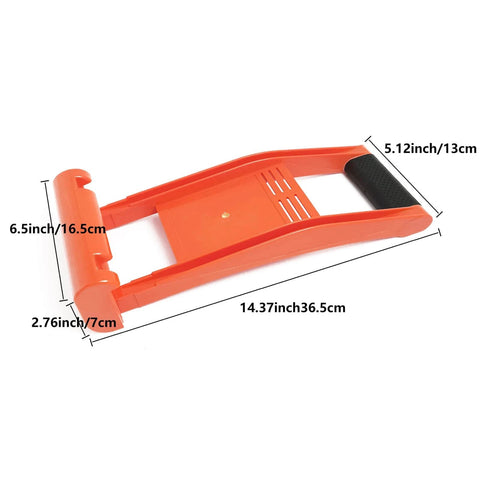 Orange 2 Pcs Carrier Drywall Tools ABS Plastic Panel Carrier with measurements, designed for smooth motion and stable alignment in automation and mechanical systems.