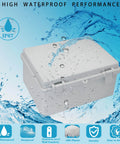 Weatherproof Outdoor Electrical Box IP67 ABS Plastic Enclosure With Mounting Plate And Wall Brackets, water droplets on surface
