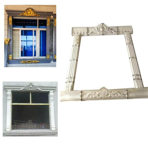 European Style Carved Window Frame Mold for Villas and Hotels GRC Concrete Decorative Mold with Antique Roman Column Pattern