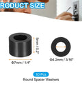 Bulk 50 Pack ABS Round Spacers 4mm ID 7mm OD 5mm Thick For M4 Screws Bolts Black Non Conductive Washers Unthreaded Plastic
