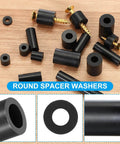 Pack Of 50 ABS Round Spacers 4mm Inner Diameter 7mm Outer Diameter 13mm Height Black Nylon Unthreaded Stud Spacers For M4 Screws Bolts Barrels Shields Boards From Warping Short Circuits In Enclosures And Projects