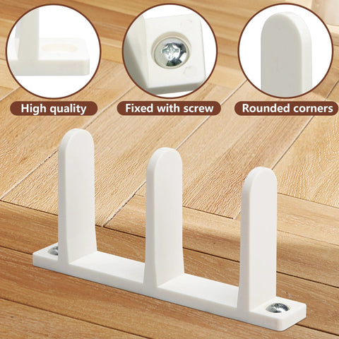 Universal ABS Sliding Door Floor Guide Set, 8 Pack For 1.375 Inch Thick Doors, white guides with screws on wooden floor