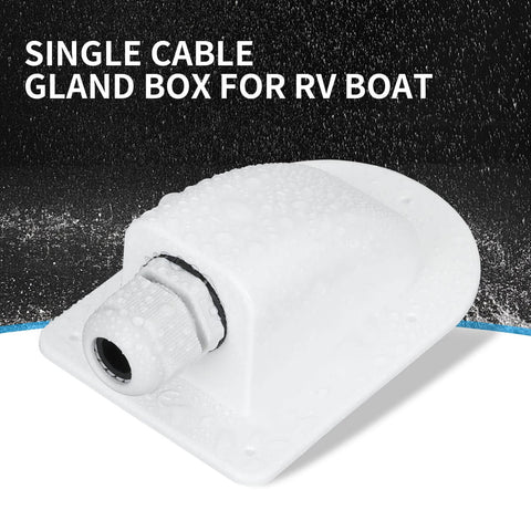 Front view of Versatile Weatherproof ABS Solar Cable Entry Gland For 3mm2 To 12mm2 Cables, IP68 rated, for RVs and boats.