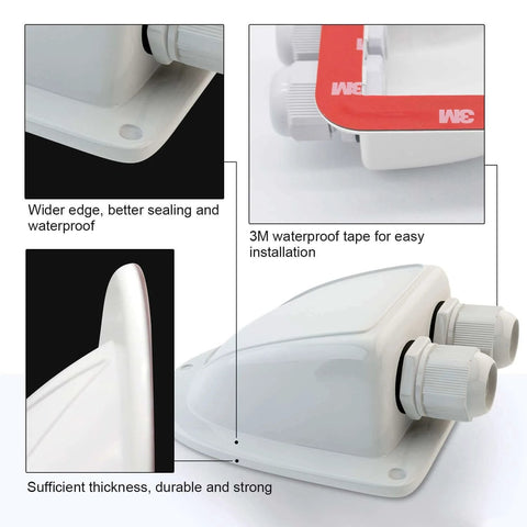 ABS Solar Double Cable Entry Gland For 2mm2 To 6mm2 Cables Weatherproof Seal Upgrade With Split Upper And Lower Covers