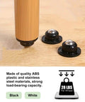 Close-up of black and white hardwood utility cart wheel with 28 lbs capacity on wood floor. Text highlights material and strength.