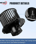 AC Blower Motor Replacement With Fan For 1992 To 1996 Chevy Suburban C1500 C2500 K1500 K2500 Tahoe Astro G10 G20 GMC Sierra Yukon Safari HVAC Heater Blower Motor Fits Front Dash To Restore Strong Airflow And Climate Control 700103 showing product details with two prong connector