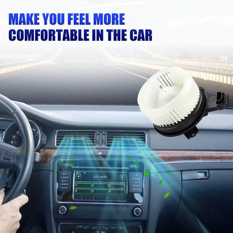 AC Blower Motor With Fan Compatible With Honda CRV Civic Accord Acura RDX ILX 2012 2013 2014 2015 2016 2017 HVAC Heater Blower Replacement Premium OEM Grade Replaces 700260 displayed inside car dashboard.
