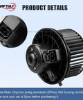 Premium AC Blower Motor Replacement For Chevy Silverado Suburban Avalanche GMC Sierra Yukon Escalade 2003 to 2011 Plug And Play HVAC Heater Fan With OEM Style Fit 700191 89019320 89019301 close-up of connector