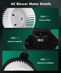 Front HVAC Blower Motor Replacement 700012 details for Dodge Ram 1500 2002-2008 showcasing airflow, material, and ventilation features