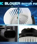Close-up of HVAC Heater Blower Motor Fan Assembly for Chevy Express 1500 2500 3500 and GMC Savana 1500 2500 3500 1996 Through 2014 Replacement Part Replaces 89019112 700067 GM3126101 61500535 PM3922