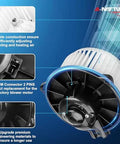 AC Blower Motor With Fan Replacement For Toyota Tacoma 1995 1996 1997 1998 1999 2000 2001 2002 2003 2004 And Toyota Echo HVAC Plastic Heater Blower Motor Fitment Replacement 700059 8710352060 8710304030, showing internal fan details and connector.
