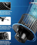 AC Blower Motor Replacement With Fan For 1992 To 1996 Chevy Suburban C1500 C2500 K1500 K2500 Tahoe Astro G10 G20 GMC Sierra Yukon Safari HVAC Heater Blower Motor Fits Front Dash To Restore Strong Airflow And Climate Control 700103, detailed view showcasing durable construction and OEM connectors.