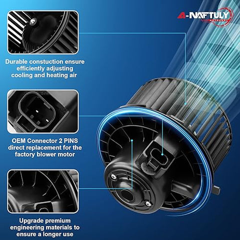 Premium AC Blower Motor Replacement For Chevy Silverado Suburban Avalanche GMC Sierra Yukon Escalade 2003 to 2011 Plug And Play HVAC Heater Fan With OEM Style Fit 700191 89019320 89019301 showing durable construction and connector details