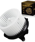 AC Blower Motor With Fan Fits 2003 To 2009 Hummer H2 And 2003 To 2007 Silverado Avalanche GMC Sierra 1500 2500 3500 HD Cadillac Escalade HVAC Heater Blower Replacement Replaces 700101 shown with packaging