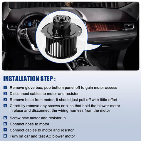 Installation steps for AC Blower Motor Replacement With Fan For 1992 To 1996 Chevy Suburban C1500 C2500 K1500 K2500 Tahoe